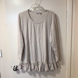 Logo beige cotton top with ruffle